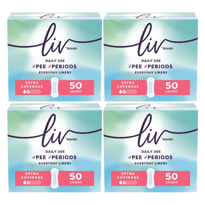 Liv by Kotex Daily Use Pee & Period Everyday Liners, Extra Coverage, 50 Count