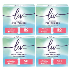 Liv by Kotex Daily Use Pee & Period Everyday Liners, Extra Coverage, 50 Count