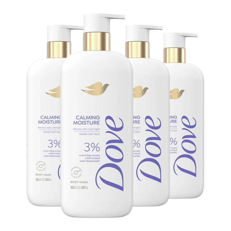 Dove Calming Moisture Body Wash with Retinol & Chamomile, Warm Oat Milk, 18.5oz