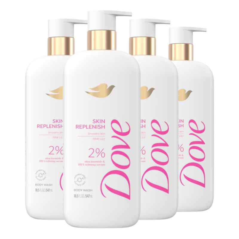 Dove Skin Replenish Body Wash, Niacinamide + BHA Serum, Pink Lily, 18.5oz