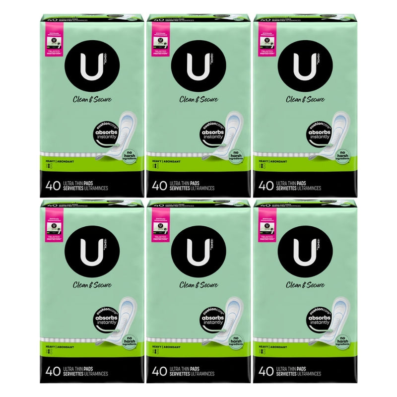 U by Kotex Clean & Secure Ultra Thin Pads, Heavy, 40 Count