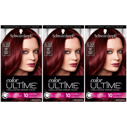 Schwarzkopf Color Ultime Long-Lasting Vibrant Hair Color, 5.22 Ruby Red -