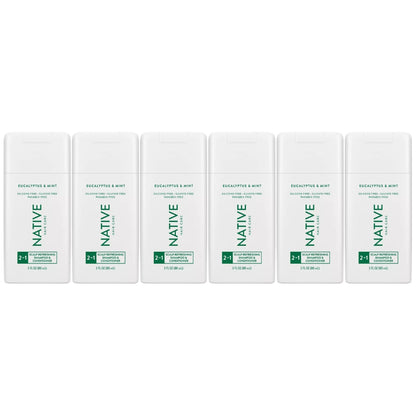 Native 2-in-1 Scalp Refreshing Shampoo & Conditioner, Eucalyptus & Mint, Travel Size, 3oz, 6-Pack -