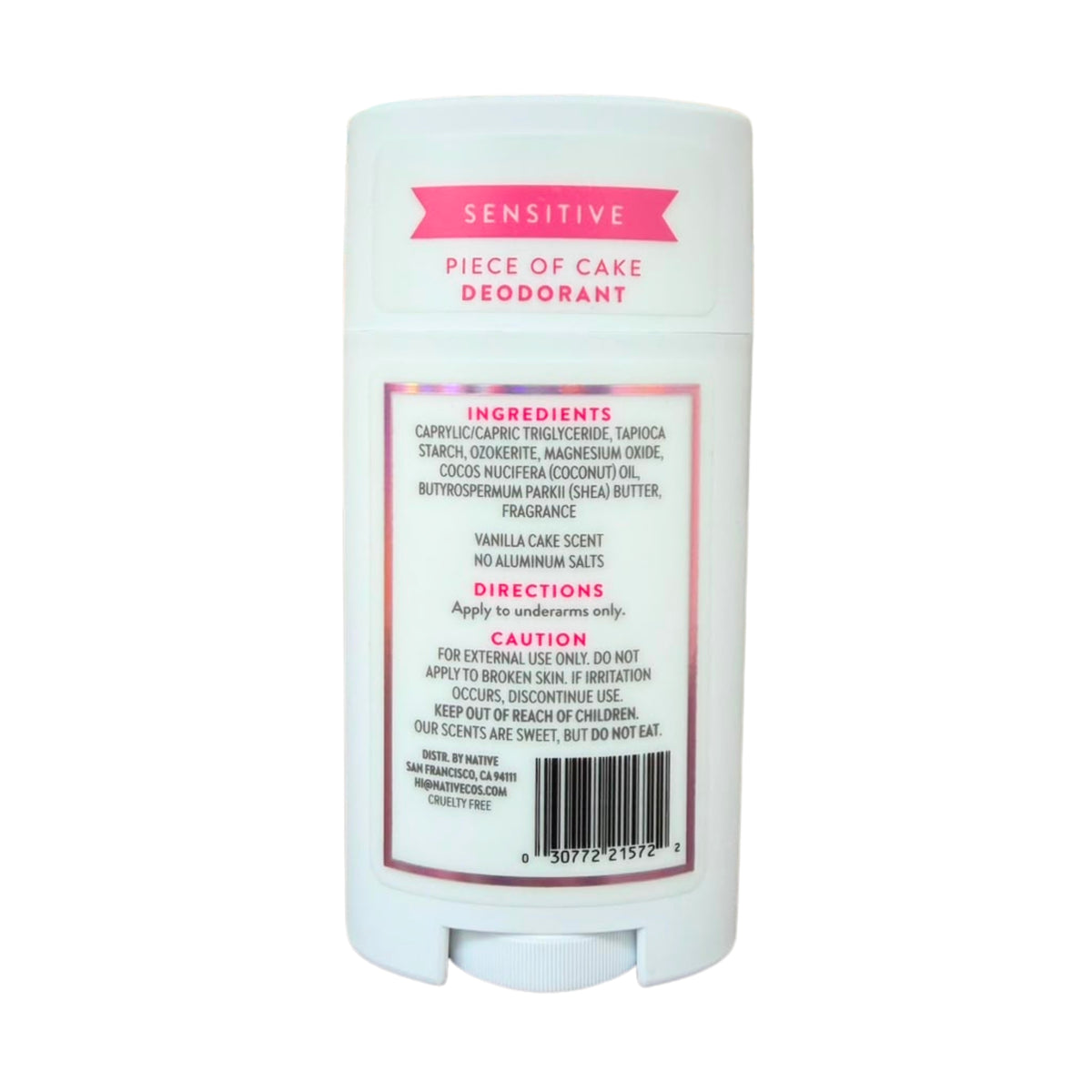 Native Sensitive Deodorant Stick, Piece of Cake, 2.65oz -