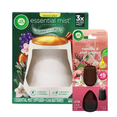 Air Wick Essential Mist Diffuser Starter Kit, White Diffuser + Vanilla & Pink Papaya Refills
