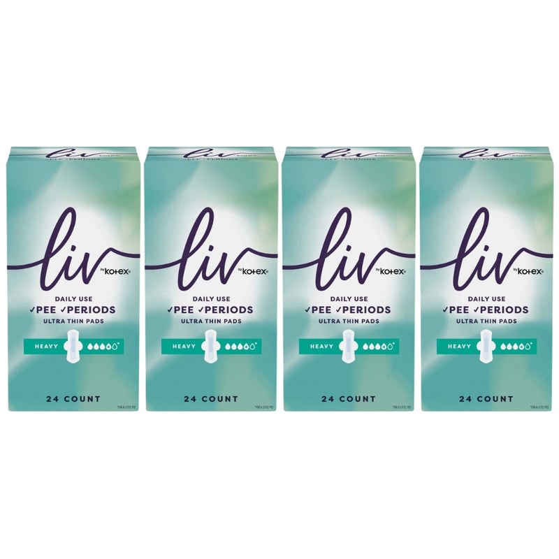 Liv by Kotex Period & Pee Pads, Ultra Thin, Heavy, 24 Count
