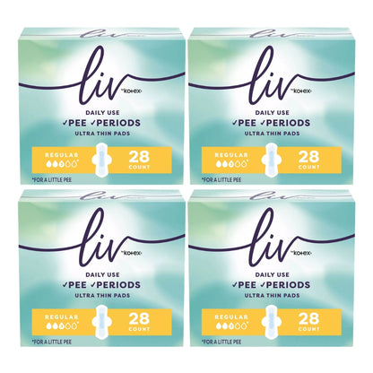 Liv by Kotex Period & Pee Pads, Ultra Thin, Regular, 28 Count -