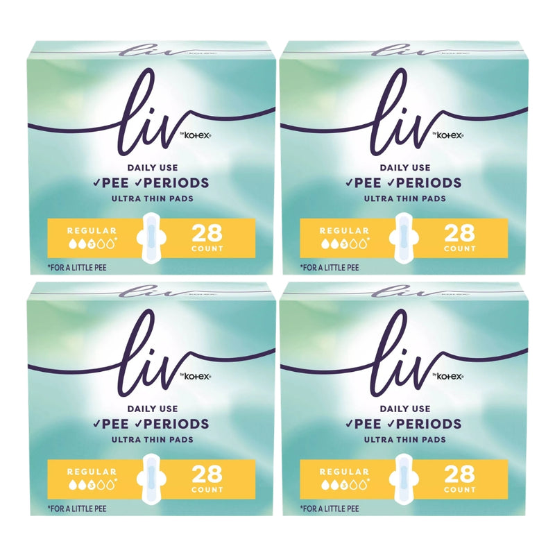 Liv by Kotex Period & Pee Pads, Ultra Thin, Regular, 28 Count