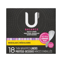 U by Kotex Balance Daily Thin Wrapped Liners, Regular, 18 Count