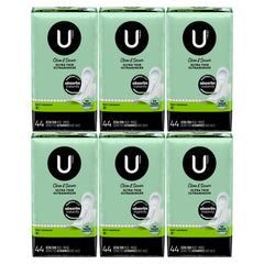 U by Kotex Clean & Secure Ultra Thin Pads with Wings, Heavy, 44 Count