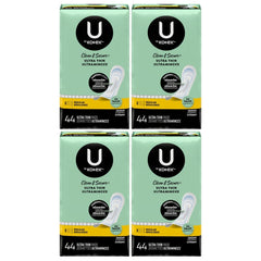 U by Kotex Clean & Secure Ultra Thin Pads with Wings, Regular, 44 Count