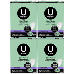 U by Kotex Clean & Secure Period Liners, Extra Coverage, 80 Count