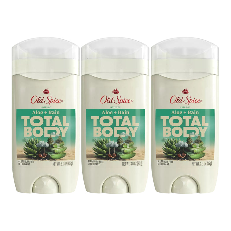 Old Spice Total Body Deodorant, Aloe + Rain, 3oz