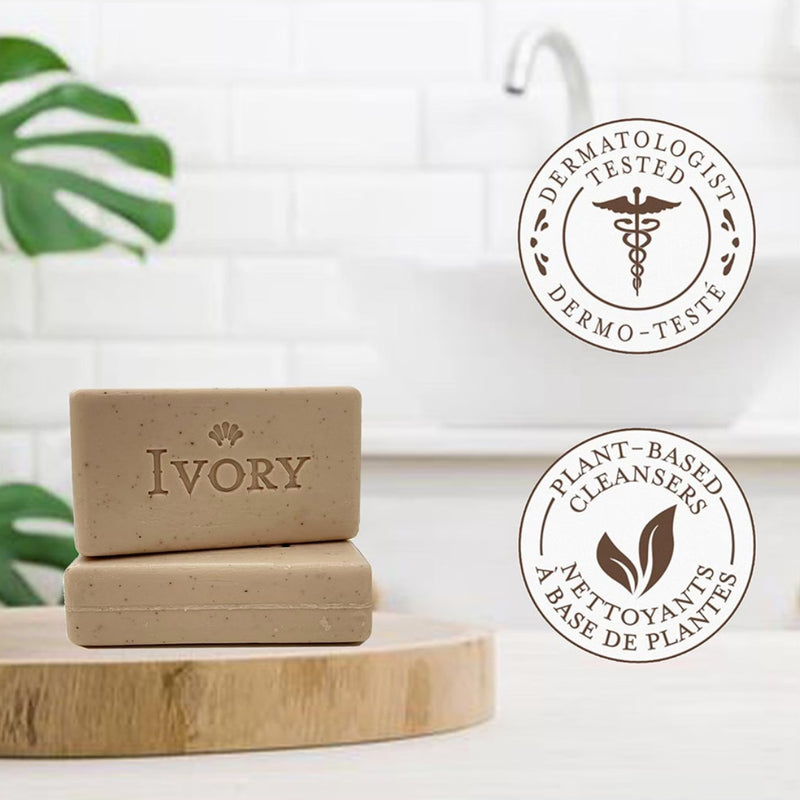 Ivory Gentle Exfoliating Bar Soap, Warm Vanilla + Oat Milk, 3.17oz, 8 Count