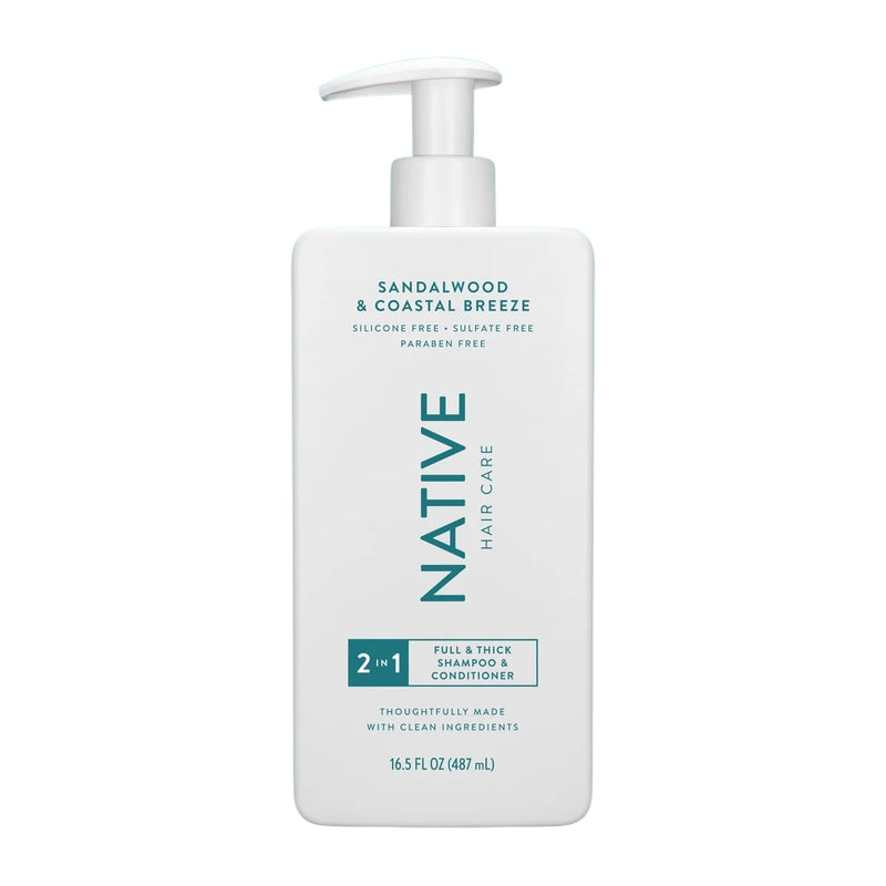 Native Full & Thick 2-in-1 Shampoo & Conditioner, Sandalwood & Coastal Breeze, 16.5oz