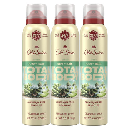 Old Spice Total Body Deodorant Spray, Aloe + Rain, 3.5oz -