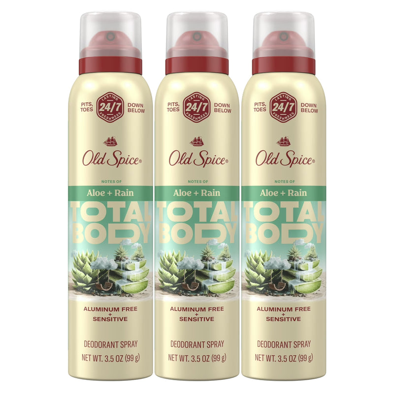 Old Spice Total Body Deodorant Spray, Aloe + Rain, 3.5oz