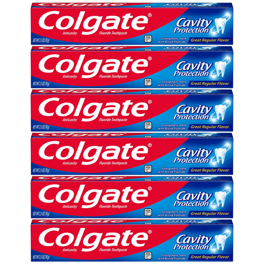 Colgate Cavity Protection Toothpaste, Travel Size, 2.5oz, 6-Pack -