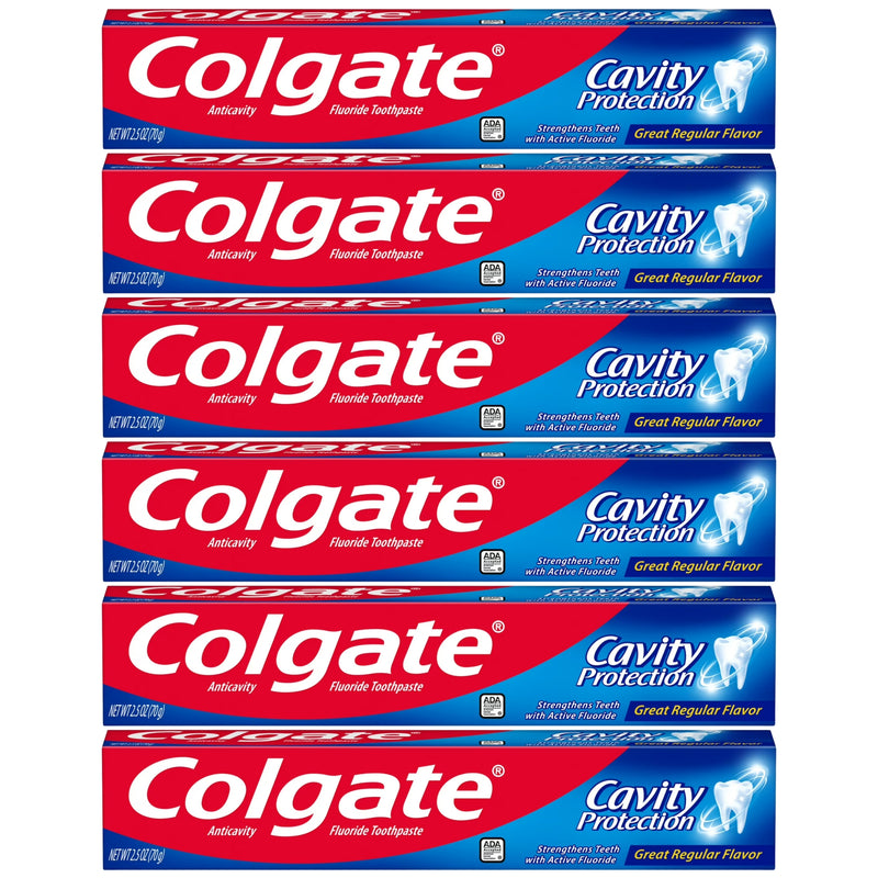 Colgate Cavity Protection Toothpaste, Travel Size, 2.5oz, 6-Pack