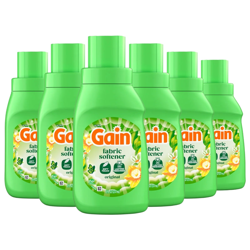 Gain Fabric Softener, Original Scent, Travel Size, 8oz, 6-Pack