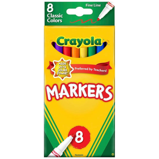 Crayola Classic Fine Line Markers, 8 Count -