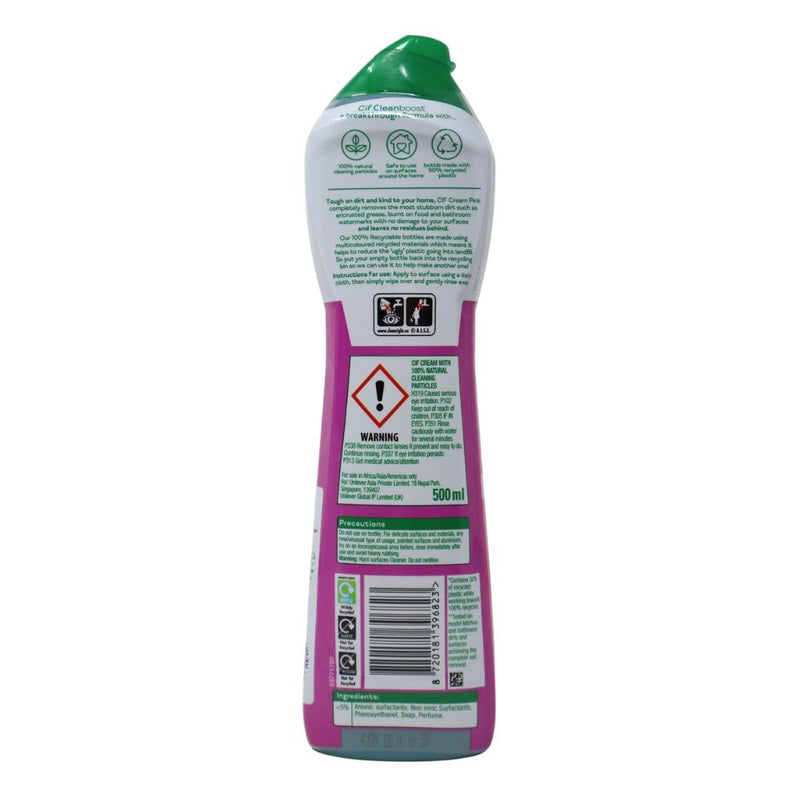 Cif CleanBoost Cream Multi-Surface All-Purpose Cleaner, Pink, 16.9 Oz