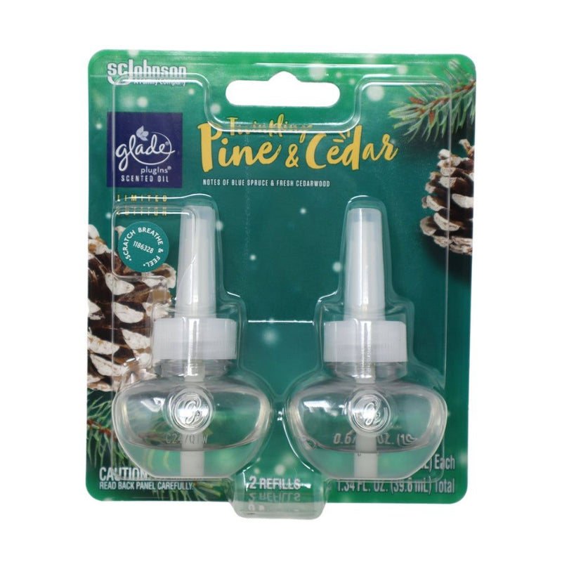 Glade PlugIns Scented Oil Air Freshener Refills, Twinkling Pine & Cedar, 0.67 oz, 2 Count