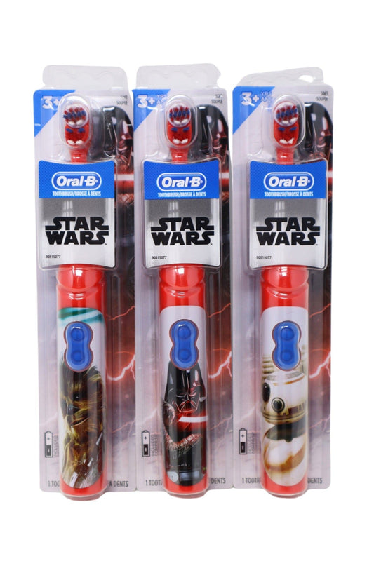 Oral-B Kids Electric Toothbrush, 3 Pack - Star Wars Edition (Chewbacca, Darth Vader & BB-8) -