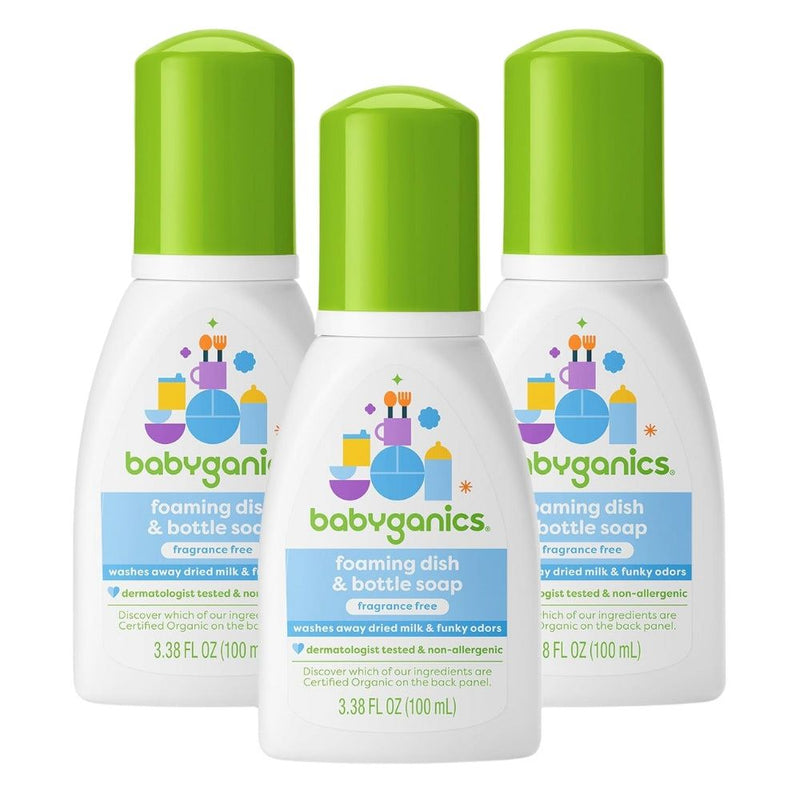 Babyganics Foaming Dish & Bottle Soap Travel Size, Fragrance Free, 3.38oz (100ml)