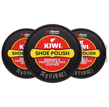 KIWI Shoe Polish Tin, Black, 1.125 oz ( 32g ) -