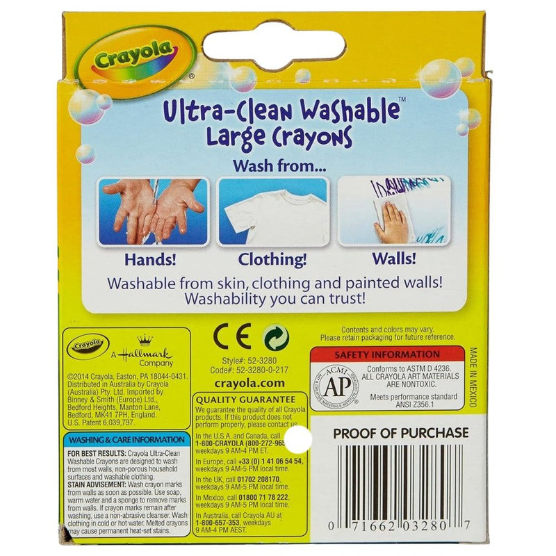 Crayola Ultra Clean Large Washable Color Max Crayons, 8 Count
