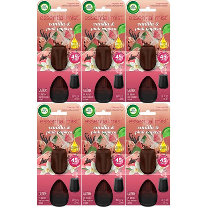 Air Wick Essential Mist Refill, Vanilla & Pink Papaya, 0.67 oz, 6-Pack