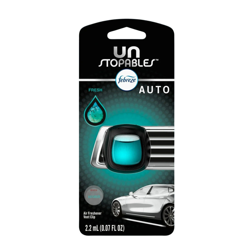 Febreze Unstopables Auto Car Vent Clip Air Freshener, Fresh, 1 Count