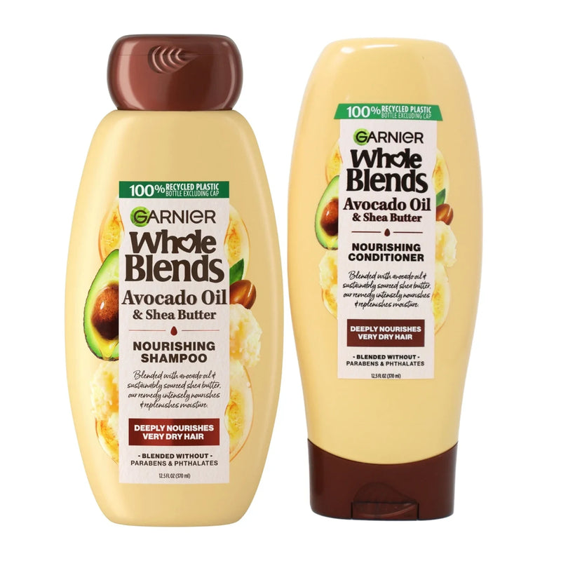 Garnier Whole Blends Avocado Oil & Shea Butter Nourishing Shampoo & Conditioner, 12.5 Oz