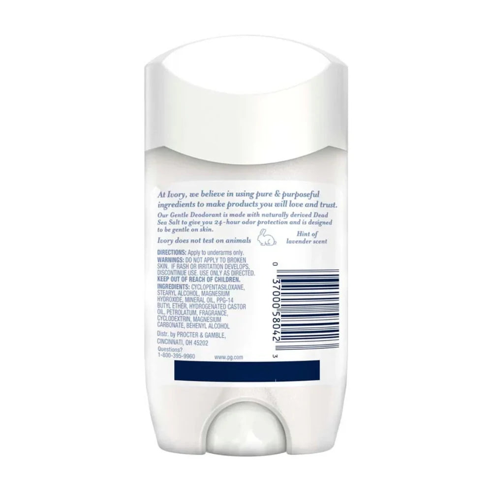 Ivory Gentle Aluminum-Free Deodorant, Hint of Lavender, 2.4oz -