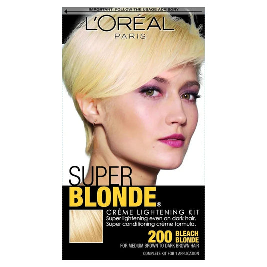 L'Oreal Paris Super Blonde Creme Lightening Kit, 200 Bleach Blonde -