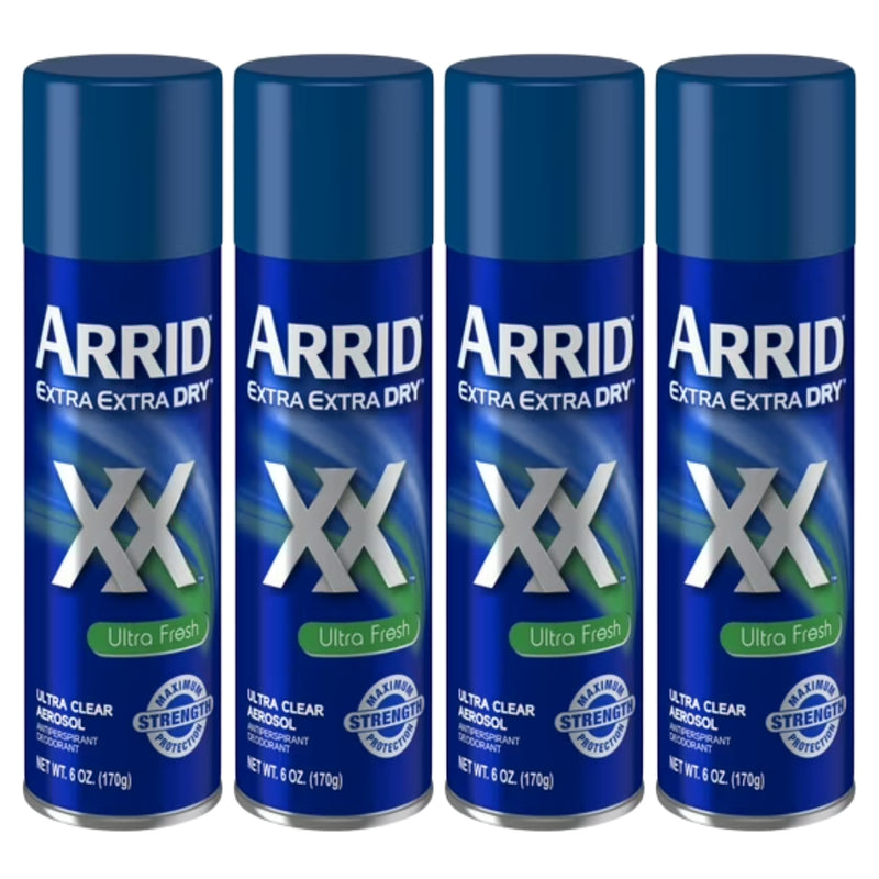 Arrid Extra Extra Dry Ultra Clear Aerosol Antiperspirant Deodorant, Ultra Fresh Scent, 6 oz