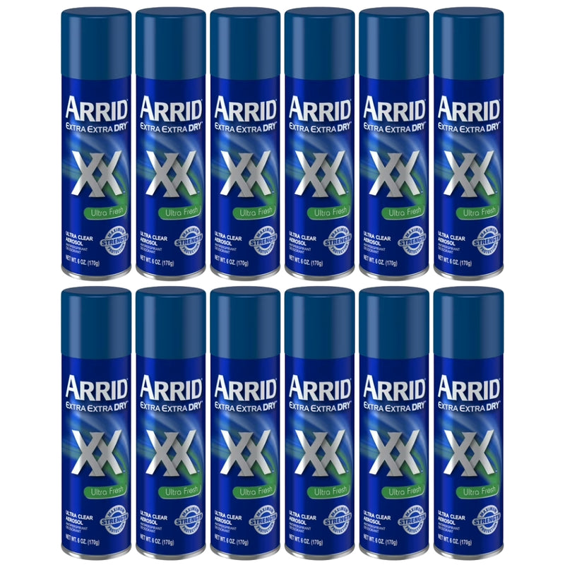 Arrid Extra Extra Dry Ultra Clear Aerosol Antiperspirant Deodorant, Ultra Fresh Scent, 6 oz