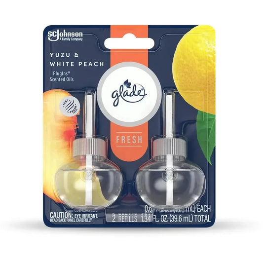 Glade PlugIns Scented Oil Refills, Yuzu & Peach, 2 Count -