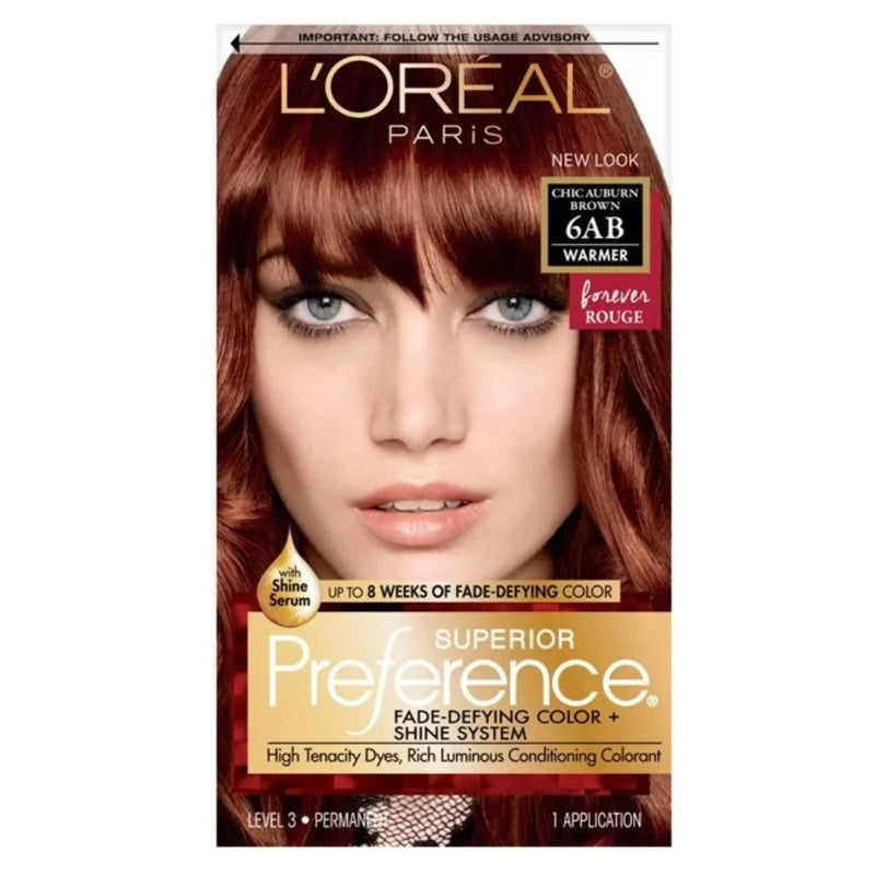 L'Oreal Paris Superior Preference Permanent Hair Color, 6AB Chic Auburn Brown