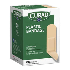 Curad Plastic Bandages, .75" x 3", 80 Count