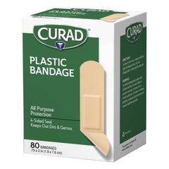 Curad Plastic Bandages, .75" x 3", 80 Count