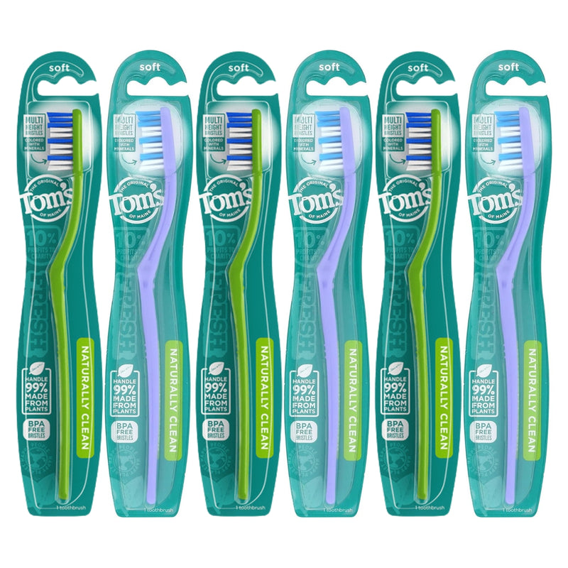 Toms of Maine Naturally Clean Soft Toothbrush, 6 Pack