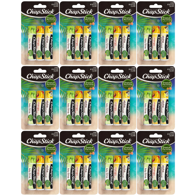 ChapStick Tropical Paradise Collection 3 Count Variety Pack: Aloha Coconut, Key Lime, Mango Sunrise