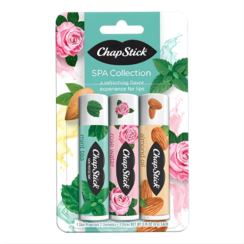 ChapStick Spa Collection 3 Count Variety Pack: Rose Water, Almond, Mint Tea