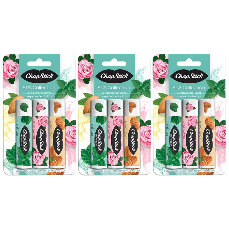 ChapStick Spa Collection 3 Count Variety Pack: Rose Water, Almond, Mint Tea