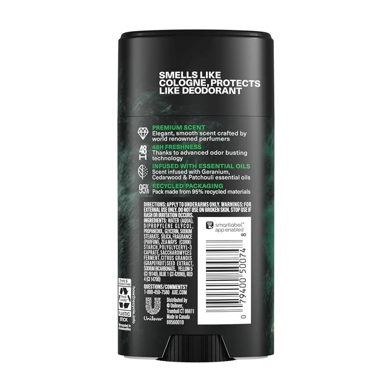 AXE Fine Fragrance Collection Green Geranium Deodorant Stick, Cedar & Patchouli, 2.6 oz