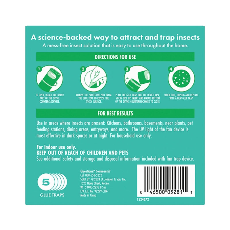 Stem Flying Insect Fan Trap Refills, 5 Glue Traps
