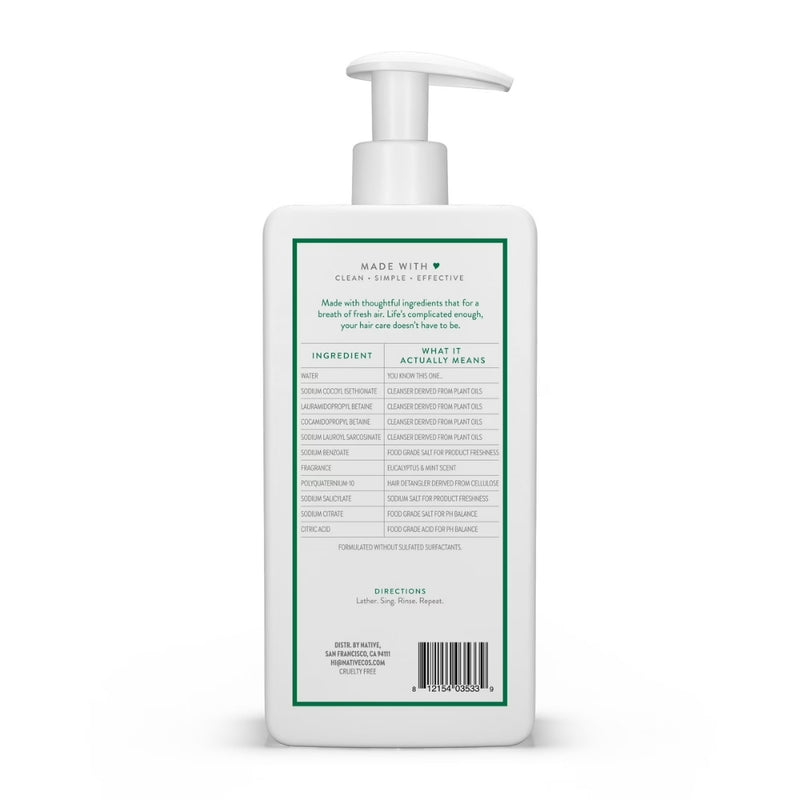 Native 2 in 1 Scalp Refreshing Shampoo & Conditioner, Eucalyptus & Mint, 16.5oz
