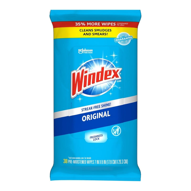 Windex Glass Cleaning Wipes, Original, 38 Count